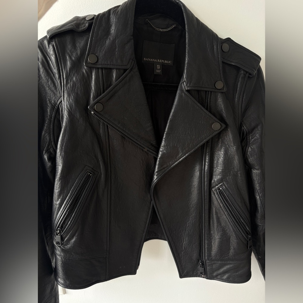 Banana Republic Black Leather Moto Jacket